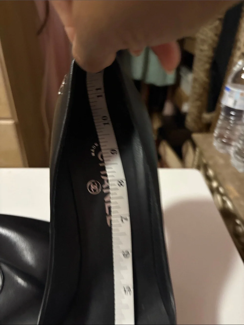 CHANEL black leather